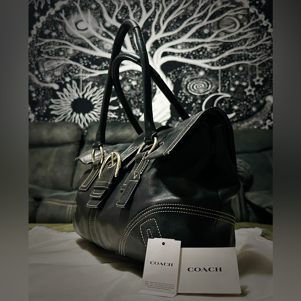 Vintage Y2K Coach tote bags Black Leather shoulder bag❌70% OFF SALE❌ make offer - Picture 11 of 17